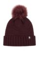 Ladies 1 Pack Heat Holders Cotswolds Turnover Pom Pom Hat - Wine