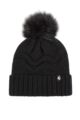 Ladies 1 Pack Heat Holders Cotswolds Turnover Pom Pom Hat - Black