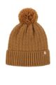 Ladies 1 Pack Heat Holders Ellery Cable Turnover Cuff Pom Pom Hat - Mustard