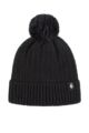 Ladies 1 Pack Heat Holders Ellery Cable Turnover Cuff Pom Pom Hat - Black
