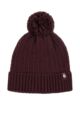 Ladies 1 Pack Heat Holders Ellery Cable Turnover Cuff Pom Pom Hat - Wine