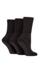 Women's 3 Pair IOMI FootNurse Bamboo Cushioned Foot Diabetic Socks with Grips - Black