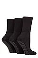 Women's 3 Pair IOMI FootNurse Bamboo Cushioned Foot Diabetic Socks with Grips - Black