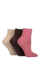 Women's 3 Pair IOMI FootNurse Cushioned Foot Bamboo Diabetic Ankle Socks - Dusky Pink