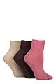 Women's 3 Pair IOMI FootNurse Cushioned Foot Bamboo Diabetic Ankle Socks - Dusky Pink