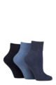 Women's 3 Pair IOMI FootNurse Cushioned Foot Bamboo Diabetic Ankle Socks - Denim