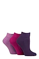 Women's 3 Pair IOMI FootNurse Cushioned Foot Bamboo Diabetic Trainer Socks - Blackberry