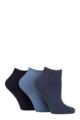 Women's 3 Pair IOMI FootNurse Cushioned Foot Bamboo Diabetic Trainer Socks - Denim