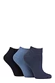Women's 3 Pair IOMI FootNurse Cushioned Foot Bamboo Diabetic Trainer Socks - Denim