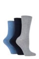 Women's 3 Pair IOMI FootNurse Gentle Grip Bamboo Diabetic Socks - Blue / Grey