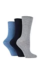 Women's 3 Pair IOMI FootNurse Gentle Grip Bamboo Diabetic Socks - Blue / Grey