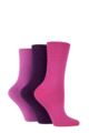 Women's 3 Pair IOMI FootNurse Gentle Grip Bamboo Diabetic Socks - Pink / Purple