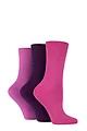 Women's 3 Pair IOMI FootNurse Gentle Grip Bamboo Diabetic Socks - Pink / Purple