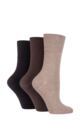 Women's 3 Pair IOMI FootNurse Gentle Grip Bamboo Diabetic Socks - Dark Brown