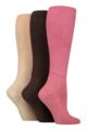 Mens and Ladies 3 Pair Iomi Footnurse Cushion Foot Bamboo Diabetic Knee High Socks - Dusky Pink