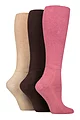Mens and Women's 3 Pair IOMI FootNurse Cushion Foot Bamboo Diabetic Knee High Socks - Dusky Pink