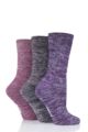 Ladies 3 Pair Iomi Footnurse Gentle Grip Cushioned Foot Diabetic Socks - Black / Pink / Purple