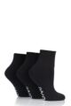 Ladies 3 Pair SOCKSHOP Iomi Footnurse Cushioned Foot Gentle Grip Diabetic Ankle Socks - Black