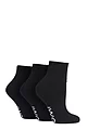 Women's 3 Pair SOCKSHOP IOMI FootNurse Cushioned Foot Gentle Grip Diabetic Ankle Socks - Black