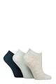Women's 3 Pair IOMI FootNurse Gentle Grip Diabetic Cotton Trainer Socks - Cloud / Teal / Mint