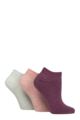 Women's 3 Pair IOMI FootNurse Gentle Grip Diabetic Cotton Trainer Socks - Sherbert Pink / Mint / Raspberry