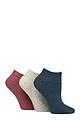 Women's 3 Pair IOMI FootNurse Gentle Grip Diabetic Cotton Trainer Socks - Coral / Cloud Grey / Teal