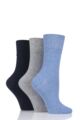Ladies 3 Pair Iomi Footnurse Gentle Grip Diabetic Socks - Blue