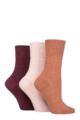 Ladies 3 Pair Iomi Footnurse Gentle Grip Diabetic Socks - Terracotta / Lavendar Cream / Burgundy