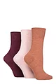 Women's 3 Pair IOMI FootNurse Gentle Grip Diabetic Socks - Terracotta / Lavendar Cream / Burgundy