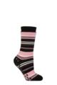 Ladies 1 Pair SOCKSHOP Heat Holders Iomi Raynaud's 3.1 TOG Striped Thermal Slipper Socks - Stripe Black
