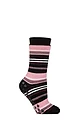 Women's 1 Pair SOCKSHOP Heat Holders IOMI FootNurse Raynaud's 3.1 TOG Striped Thermal Slipper Socks - Stripe Black