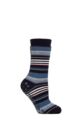 Ladies 1 Pair SOCKSHOP Heat Holders Iomi Raynaud's 3.1 TOG Striped Thermal Slipper Socks - Stripe Navy