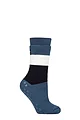 Women's 1 Pair SOCKSHOP Heat Holders IOMI FootNurse Raynaud's 3.1 TOG Striped Thermal Slipper Socks - Block Stripe Denim