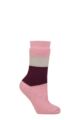 Ladies 1 Pair SOCKSHOP Heat Holders Iomi Raynaud's 3.1 TOG Striped Thermal Slipper Socks - Block Stripe Rose Blush