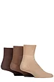 Mens 3 Pair IOMI FootNurse Cushioned Foot Bamboo Diabetic Ankle Socks - Brown