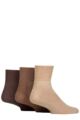 Mens 3 Pair IOMI FootNurse Cushioned Foot Bamboo Diabetic Ankle Socks - Brown