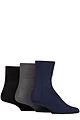 Mens 3 Pair IOMI FootNurse Cushioned Foot Bamboo Diabetic Ankle Socks - Black / Navy / Grey