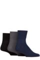 Mens 3 Pair IOMI FootNurse Cushioned Foot Bamboo Diabetic Ankle Socks - Black / Navy / Grey