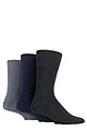 Men's 3 Pair IOMI FootNurse Gentle Grip Bamboo Diabetic Socks - Black / Navy / Grey