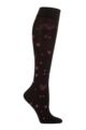 Ladies 1 Pair SOCKSHOP Iomi Footnurse  Patterned Cotton Diabetic Flight Socks - Black / Pink Hearts