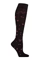 Women's 1 Pair SOCKSHOP IOMI FootNurse Patterned Cotton Diabetic Flight Socks - Black / Pink Hearts