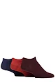 Mens 3 Pair IOMI FootNurse Gentle Grip Diabetic Cotton Trainer Socks - Burnt Orange / Sapphire Blue / Dark Burgundy