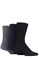 Mens 3 Pair IOMI FootNurse Gentle Grip Diabetic Socks - Black / Navy / Grey