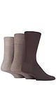 Mens 3 Pair IOMI FootNurse Gentle Grip Diabetic Socks - Brown