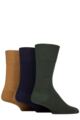 Mens 3 Pair Iomi Footnurse Gentle Grip Diabetic Socks - Ochre / Navy / Khaki