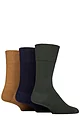 Mens 3 Pair IOMI FootNurse Gentle Grip Diabetic Socks - Ochre / Navy / Khaki
