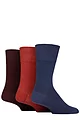 Mens 3 Pair IOMI FootNurse Gentle Grip Diabetic Socks - Burnt Orange / Sapphire Blue / Dark Burgundy