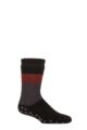Mens 1 Pair SOCKSHOP Heat Holders Iomi Raynaud's 3.1 TOG Striped Thermal Slipper Socks - Block Stripe Black