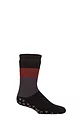 Mens 1 Pair SOCKSHOP Heat Holders IOMI FootNurse Raynaud's 3.1 TOG Striped Thermal Slipper Socks - Block Stripe Black