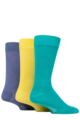 Mens 3 Pair Wild Feet Plain Bamboo Socks - Teal / Yellow / Denim
